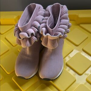 Kids Ruffled Lilac Ankle Boots